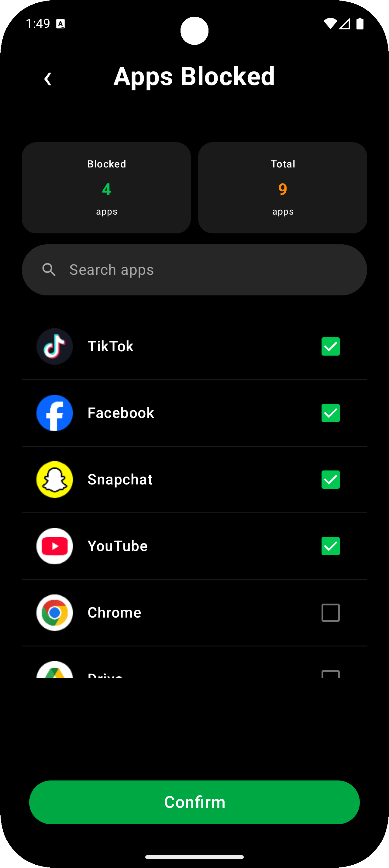 MindGap App Selection Screen